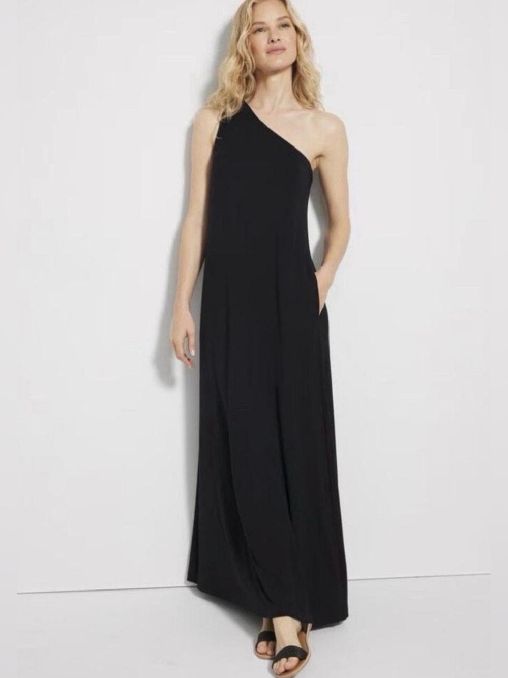 Soma Wknd Soft Jersey One-Shoulder Maxi Bra Dress Black size XL NWT